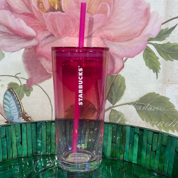 Starbucks Accessories - Starbucks 2023 Pink Peach Iridescent Gradient Ombre Glass Cold Cup Tumbler